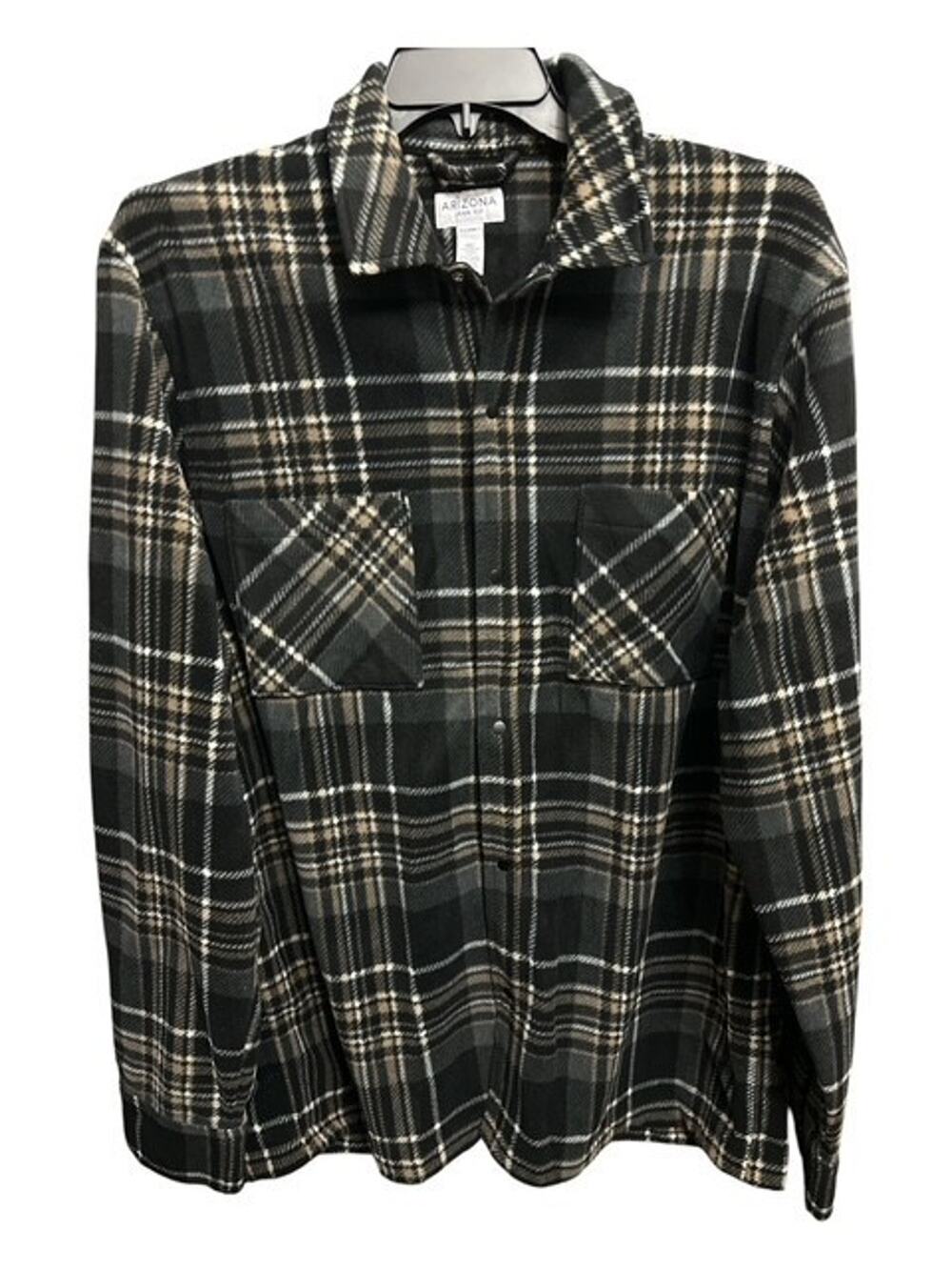 Arizona XL Tall Snap Shirt Black Plaid Thick Soft Flannel Pockets XLT Shacket
